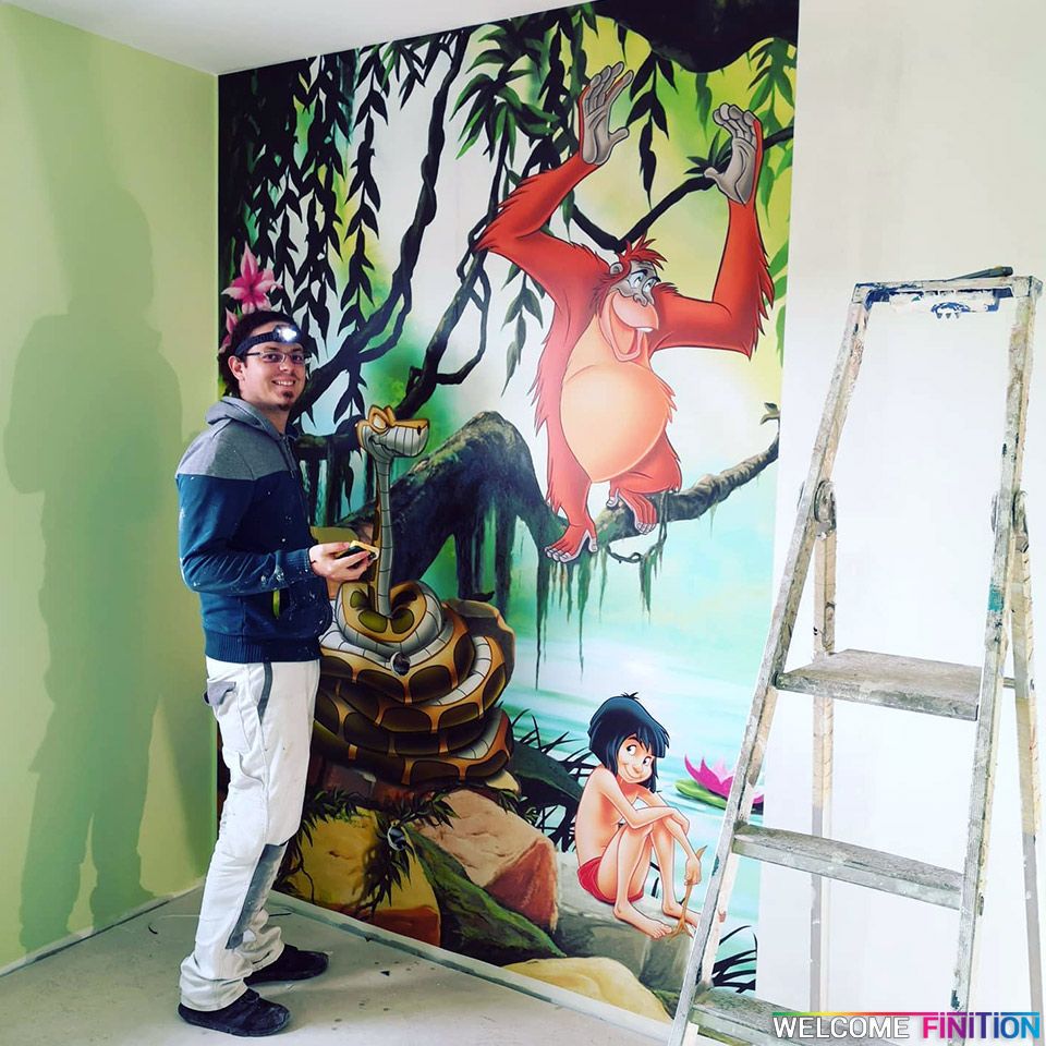 Réalisation d'une fresque murale sur un chantier Welcome Finition